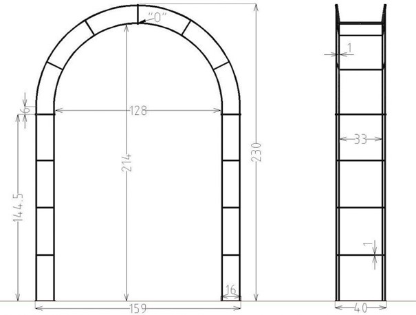 MLB Arche de jardin en acier brut 
