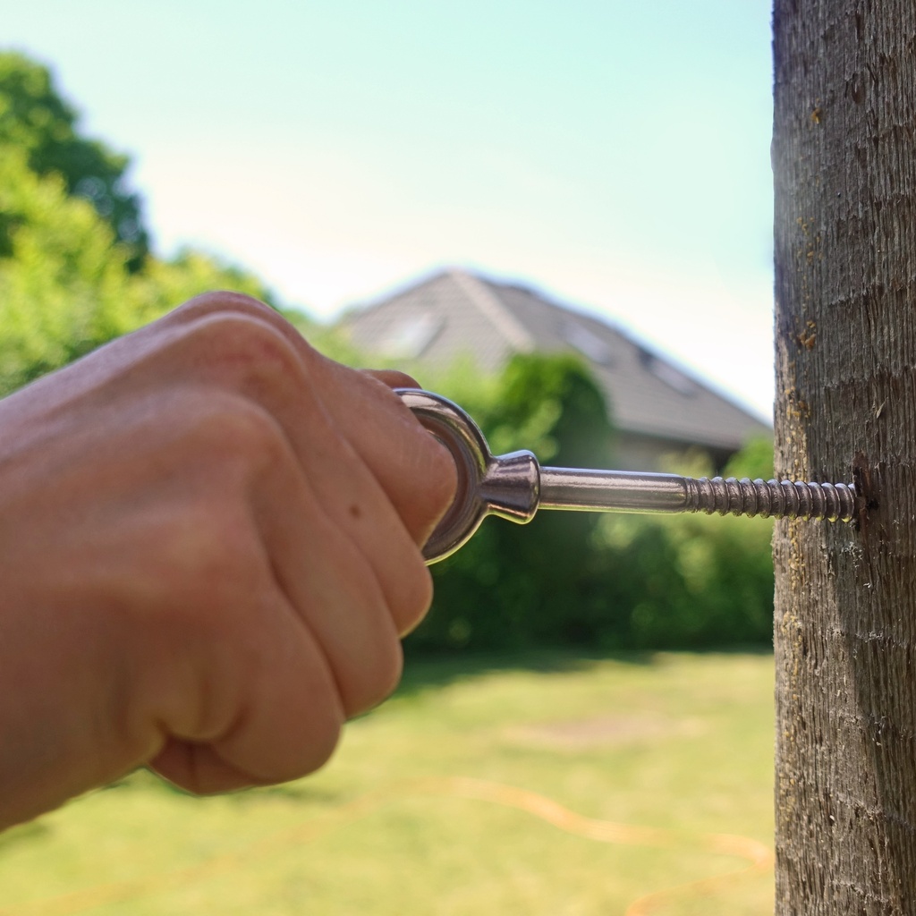 Oeillet à vis avec filetage pour bois (acier inox)