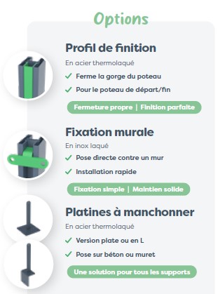 Poteau Nexo (+1 cap et 2 pattes de maintien) - NOIR