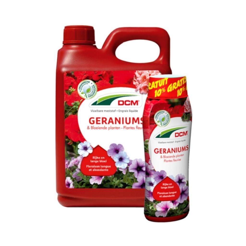 Engrais liquide pour Géraniums, plantes fleuries 3-2-6 + oligo - DCM