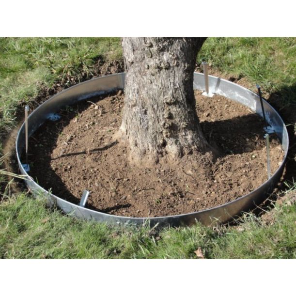 Bordure tour arbre rond en acier galva + 6 pieux de fixation