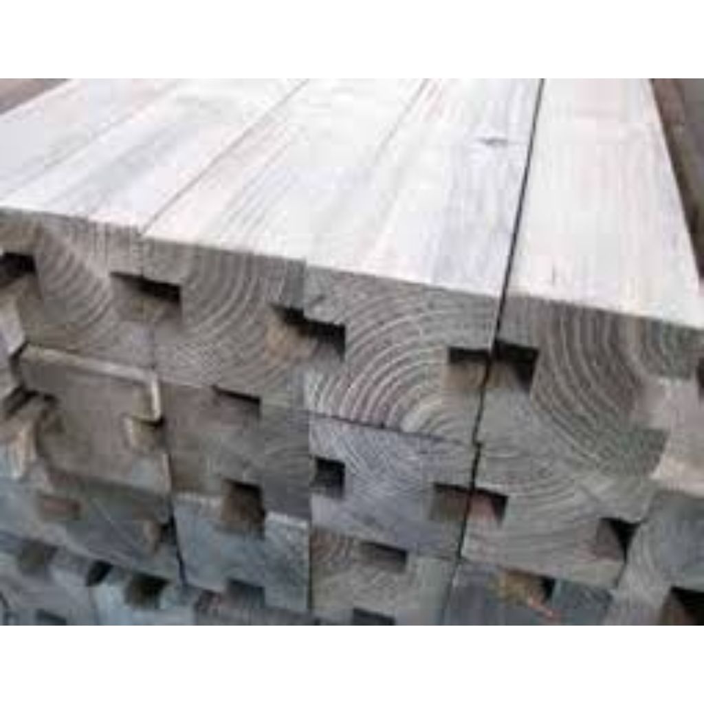 Poteau rainuré gris vintage pour planches tenon-mortaise