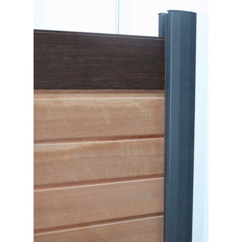 Poteau 2 rainures en Aluminium (capuchon inclus) - Anthracite