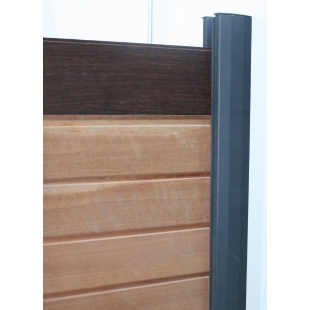 Poteau 2 rainures en Aluminium (capuchon inclus) - NOIR