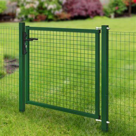 Dimensions 150x87cm Portillon De Jardin Alice's Garden - 150x87 Cm - Métal Vert - Double Ouverture - Avec Serrure Poteaux Scellement Jardin