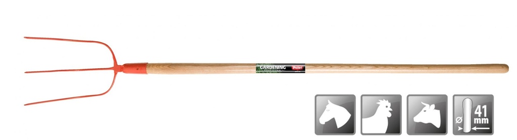 Fourche à fumier 3 dents H.320xL.200 mm manche bois - POLET