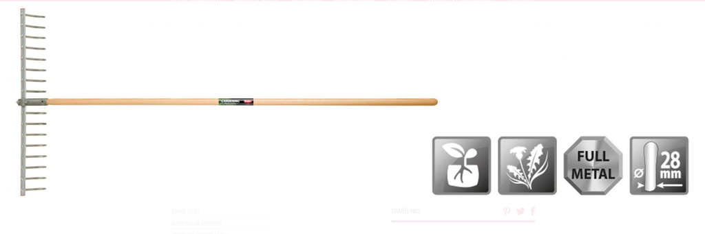 Rateau alu réglable 17 dents 760 mm manche bois - POLET