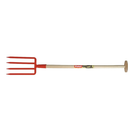 [POLETFOURCHEBECHER4D] Fourche à bêcher à 4 dents H.300 x L.180 mm manche bois T - POLET