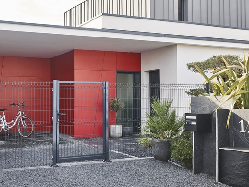 Portillon Axyle Anthracite - Simple battant - Poteaux carrés à bétonner