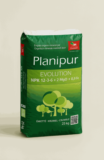 [PLANIPUREVOLUTION25KG]  Engrais PLANIPUR EVOLUTION 12-3-6 +2 MgO + 0.9 Fe - La Plaine Chassart