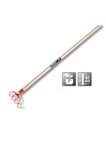[POLETCROCBECHER130X200MM] Croc à bêcher 4 dents H.130xL.200 mm manche bois - POLET