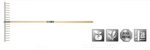 [POLETRATEAUREGLABLE17D] Rateau alu réglable 17 dents 760 mm manche bois - POLET